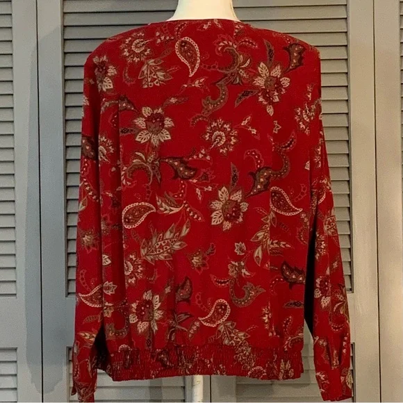 Vintage Alfred Dunner Red Floral Blouse - Picture 3 of 8